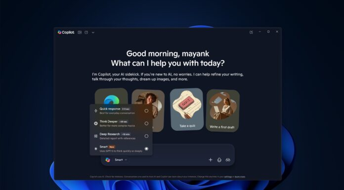微软 Copilot（Win10/11）支持 GPT – 5 智能模式，限制比 ChatGPT 更宽