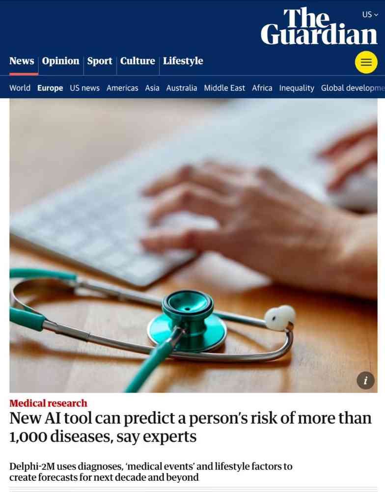 e6284383j00t2xafw003sd000v4013sp 德国癌症研究中心等机构开发新型 AI 工具,可预测超 1000 种疾病风险