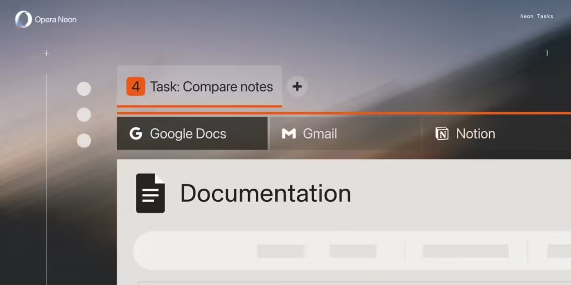 Opera 更新 Neon 浏览器：引入 1 分钟深度研究、支持 AI 操作文档、集成 Gemini