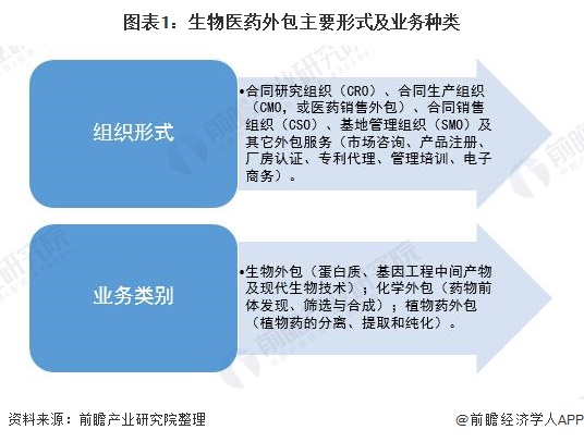 图表1：生物医药外包主要形式及业务种类