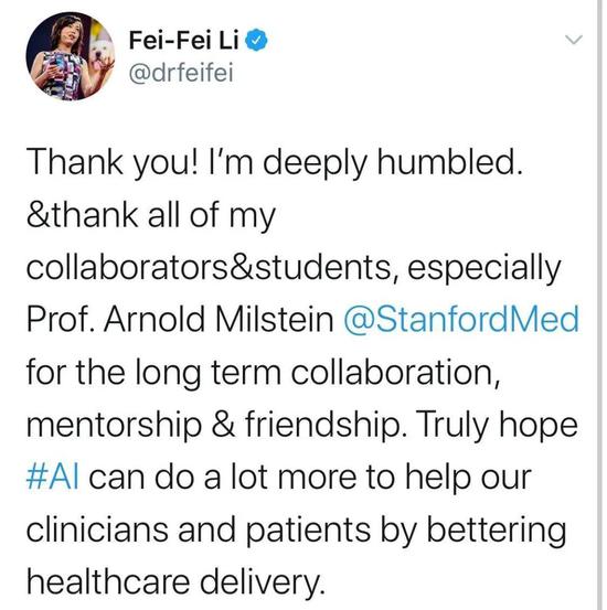 李飞飞入选美国国家医学院，理由是利用AI改善医疗服务